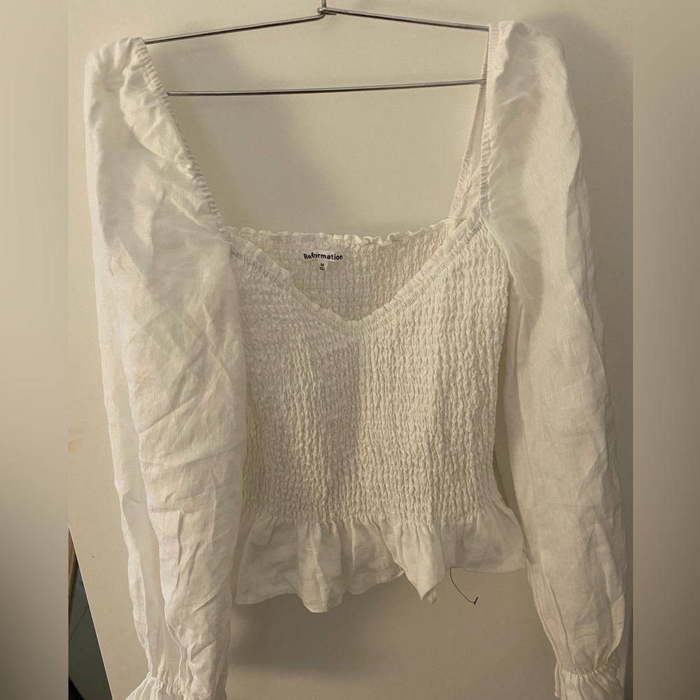 Reformation smocked blouse